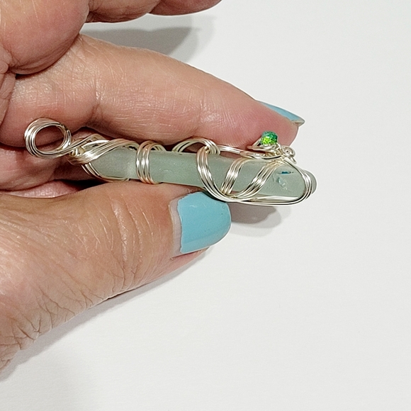 Sea Glass Coke Bottle Wire Wrapped Pendant - Picture 7 of 9